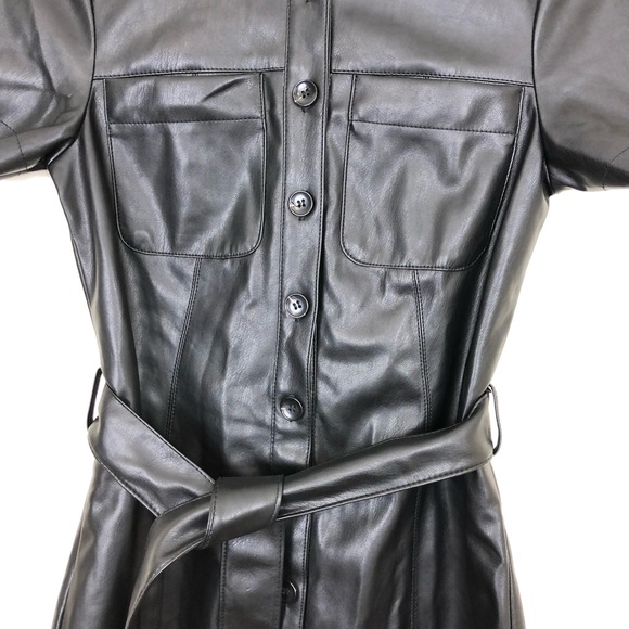 Miss Selfridge Faux Leather Shirt Dress Sz 2P - Picture 6 of 10